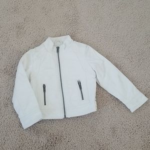 Little girls white leather jacket
